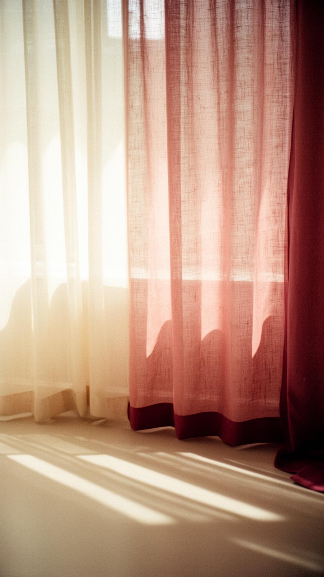 Soft morning light through linen curtains